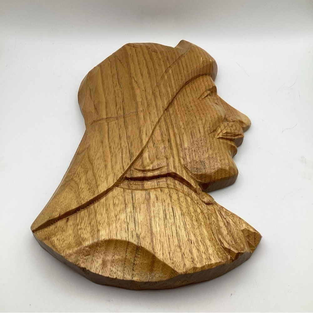 Hand-Carved Wooden Fisherman Portrait Sculpture Wall Décor Folk Art 8” Tall